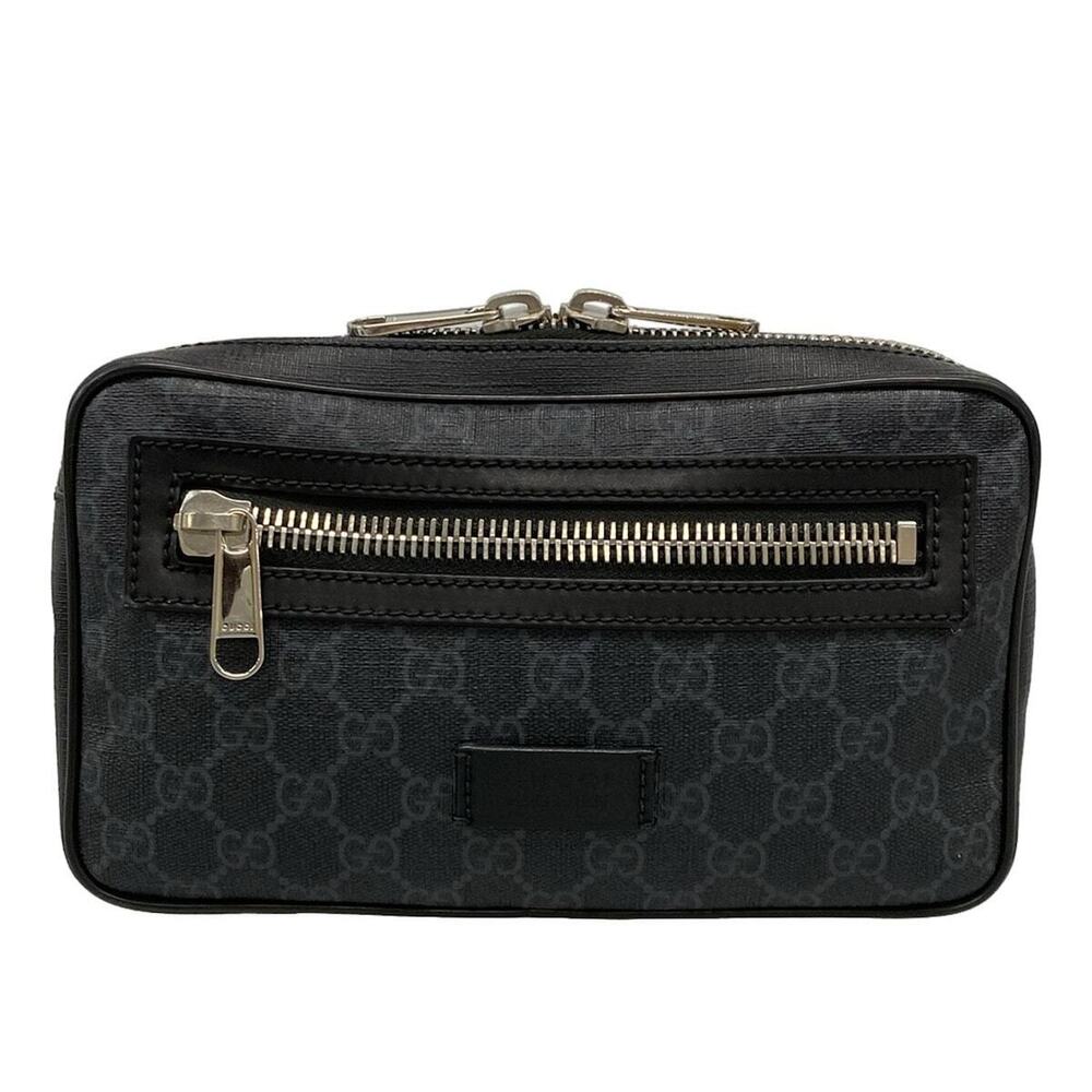 GUCCI Soft GG Supreme Belt Bag Waist Clutch Black Leather